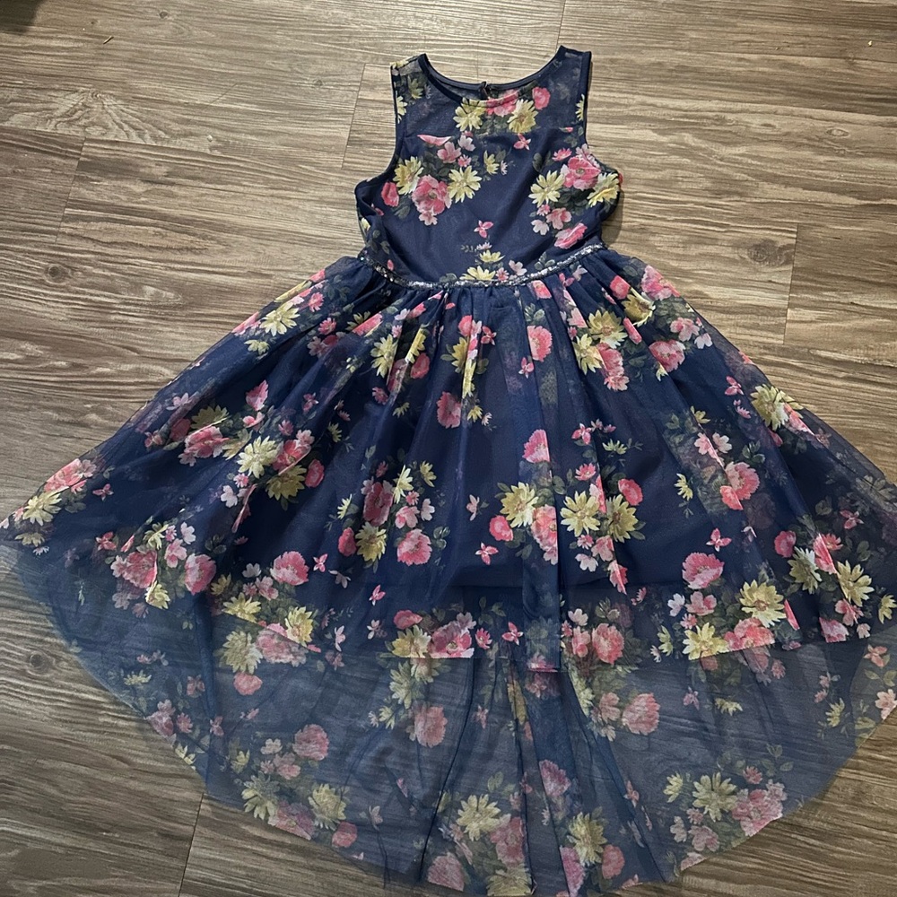 Pink and Blue Sleeveless Scoop Neck Sundress for Weddings